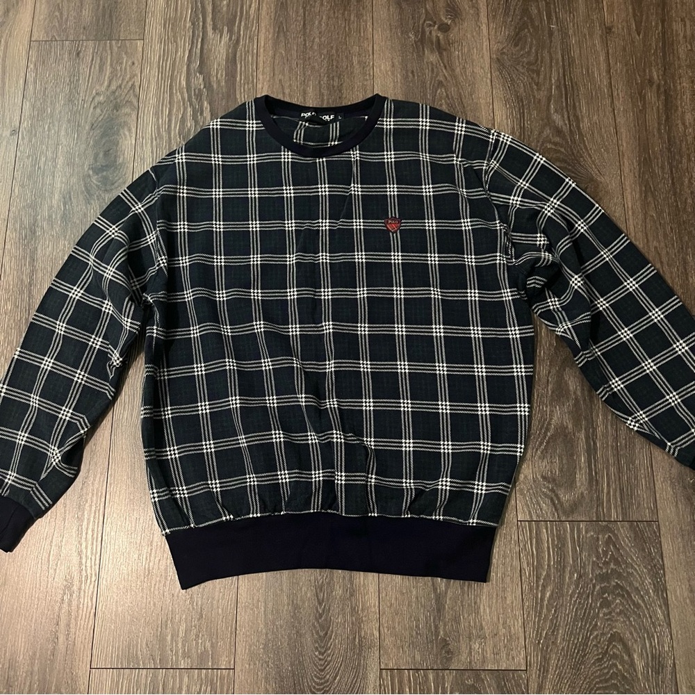 Vintage Polo Golf plaid crewneck sweater